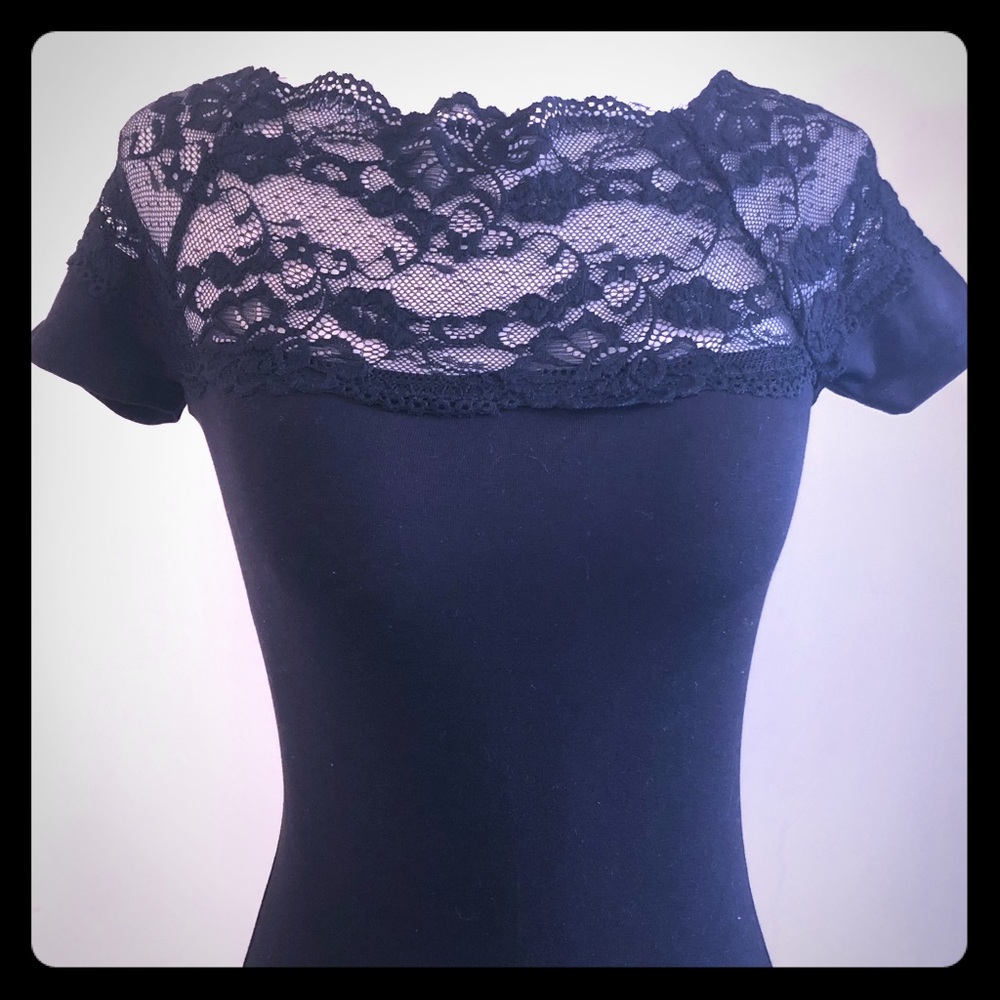 Black Shirt with Lace Detail